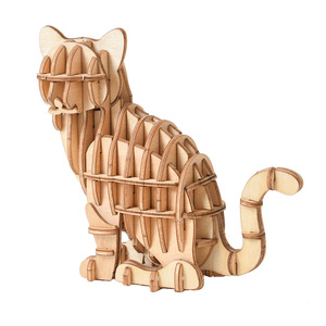 DIY kayu kartun hewan teka-teki 3D Model kucing mainan Puzzle hadiah kerajinan untuk anak-anak - Product Image 6