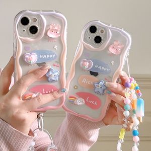 เคสโทรศัพท์ลายกระต่าย 14 แบบ พร้อมสายคล้องลายดอกไม้ ดีไซน์ทำมือจากซิลิโคนเจลกันกระแทก สำหรับมือถือระดับไฮเอนด์ - Product Image 1