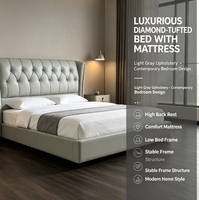Letto matrimoniale americano in pelle, per camera da letto principale, in lino, 1.8m/1.5m, in legno massello, moderno, semplice, europeo, morbido