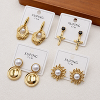 Boucles d'oreilles clous pour femme XUPING Jewelry, plaqué or 14 carats, acier inoxydable, forme cœur et géométrique, grande taille, style vintage