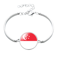 Bracelet personnalisé avec cabochon drapeau national du Sénégal, bracelet en métal avec pierre précieuse pour souvenir de voyage et cadeau de fête