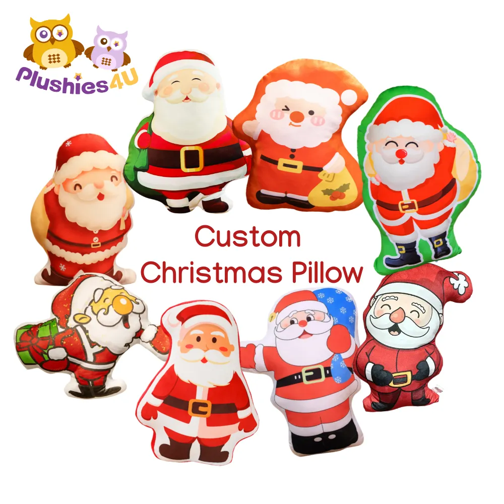 Christmas Decoration Custom Santa Design Irregular Shaped Pillowcase Pillow Printed Sofa Cushion Throw Pillows
