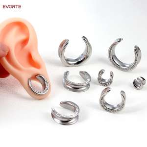 316 L الفولاذ المقاوم للصدأ الأذن مقاييس المقابس اللحم الأنفاق ثقب مجوهرات للجسم الأذن السرج الأذن الأوزان - Product Image 3