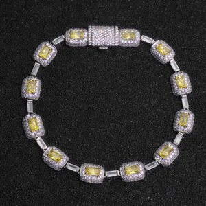 European American High-End Unisex Colorful <b>Gemstone</b> <b>Bracelet</b> Gold Plated 0.3m Thick Claw Setting Trendy Hip-Hop Wholesale - Product Image 4