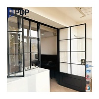 Entrada Exterior arqueada comercial personalizada, puertas francesas PDP China, puerta Interior de acero, parrilla de cristal, entrada abatible para Baño