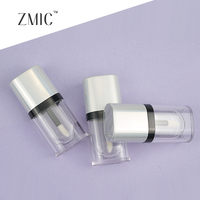 Tube de brillant à lèvres vide de 5 ml avec capuchon argenté holographique, tube carré plat pour rouge à lèvres liquide, flacon d'huile à lèvres transparent en plastique à mécanisme rotatif, en gros