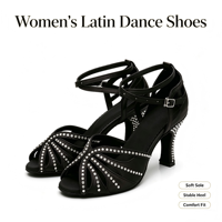 Chaussures de danse latine confortables en satin rose nude pour femmes, à bout ouvert, avec bride à la cheville, pour Salsa, Bachata, danse sociale et de salon, à talons hauts