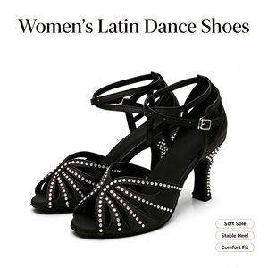 Zapatos de Baile Latino para Mujer, Cómodos, Color Rosa Nude, Satinados, Punta Abierta, Correa en el Tobillo, para Salsa, <span class=keywords><strong>Bachata</strong></span>, Baile Social, Fiesta, Tacón Alto - Product Image 1