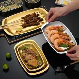 Plateau de barbecue carré en acier inoxydable de style coréen à fond <span class=keywords><strong>plat</strong></span> pour la fête pour la préparation transfrontalière de collations et de marmites - Product Image 3