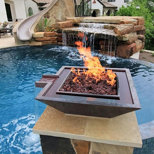 Cuenco de <span class=keywords><strong>agua</strong></span> <span class=keywords><strong>y</strong></span> <span class=keywords><strong>fuego</strong></span> de piscina de propano de acero inoxidable para exteriores con gas natural para uso en piscina - Product Image 1