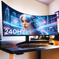 Nouvel écran LCD large incurvé pour jeux 1K/2K/4K/5K 19/34/49 pouces 144Hz avec écran IPS et haut-parleurs RGB