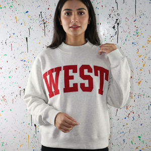Sweat à capuche zippé gris WEST ASH 100 % coton, broderie appliquée, fils fins, style vintage, coupe classique, idéal pour l'hiver - Product Image 1
