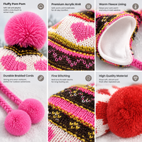 Bonnet tricoté jacquard Fair Isle pour enfants, coupe-vent avec pompon, idéal pour la randonnée, les activités de plein air, les cours, les vacances et les séances photo - Vente flash