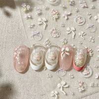 Autocollants pour ongles 3D en relief, imperméables, luxueux, adhésifs, impression UV, design personnalisé