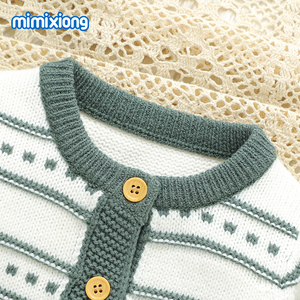 Conjunto de <span class=keywords><strong>Ropa</strong></span> de Bebé Mimixiong de Punto con Cárdigan y Peleles para Recién Nacido, <span class=keywords><strong>Ropa</strong></span> de <span class=keywords><strong>Invierno</strong></span> para Niño con Manga Larga a Rayas - Product Image 5