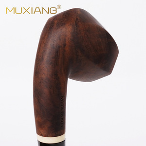 Muxiang Wooden Tobacco Pipe Bent Type 9mm Filter Acrylic Handle Solid Wood Smoking Pipe - Product Image 3