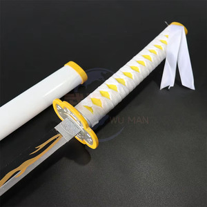 <span class=keywords><strong>Espada</strong></span> Nichirin de <span class=keywords><strong>Zenitsu</strong></span> Agatsuma, Katana de 103 cm sin afilar con funda blanca, accesorio de cosplay de anime para exhibición - Product Image 4