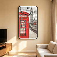 Décoration intérieure, peinture sur toile abstraite, bus, voiture, rue de Londres, Tour Eiffel, lumière LED, impressions sur toile blanche, art mural moderne, images d'horloge