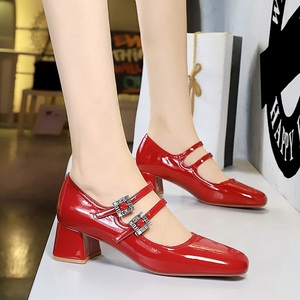 2024 Summer Designer Women Sandals Fashion Dress <b>Block</b> Heel Ladies Outdoor Shoes Patent Leather Mary Jane Heels - Product Image 4