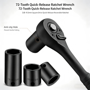 50 Pc 3/8 In Drive Metric And Imperial <b>Socket</b> Set With <b>Extension</b> Bar And Ratchet For Automotive Repair - Product Image 5