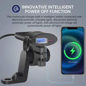 Adaptateur de chargeur rapide double A + C chargeur USB de moto QC3.0 avec fonction de mise hors tension intelligente