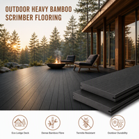 Terrasse de Lodge Écologique Moderne en Forêt, Plancher en Bambou Massif à Clipser, Planche de Terrasse Carrée Antidérapante, Résistante aux Termites, pour Jardin Extérieur et Parc