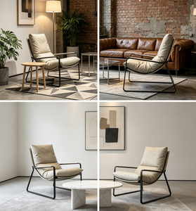 Fauteuil de salon pivotant en cuir moderne italien, fauteuil de bureau de luxe à une place avec base en acier inoxydable, usage commercial - Product Image 3