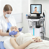 Appareil de soin du visage Hydro Facial 13 en 1, écran tactile 15 pouces, analyseur de peau, stylo à vide, lumière photonique, unité de beauté 250VA
