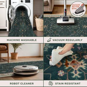 Vintage Boho éclectique Floral <span class=keywords><strong>vert</strong></span> <span class=keywords><strong>foncé</strong></span> <span class=keywords><strong>tapis</strong></span> ronds 6 pieds pour chambre lavable Low Pile antidérapant zone circulaire <span class=keywords><strong>tapis</strong></span> Textiles <span class=keywords><strong>de</strong></span> maison - Product Image 3