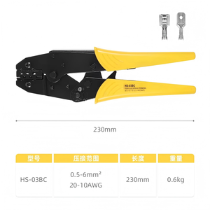 Kit d'outils de bricolage professionnel : Mini-pince à sertir HS-03BC en acier à haute teneur en carbone pour fils 22 AWG à entrée frontale - Product Image 4
