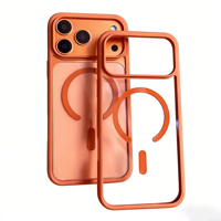 Coque de téléphone texturée sans cadre semi-transparente mate rigide antichoc anti-chute compatible avec la charge sans fil pour iPhone 17 Pro Max 16
