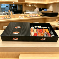 Boîtes à sushi écologiques de luxe en carton gris magnétique, grandes, personnalisées, haut de gamme, rigides, emballages alimentaires recyclables pour sushi