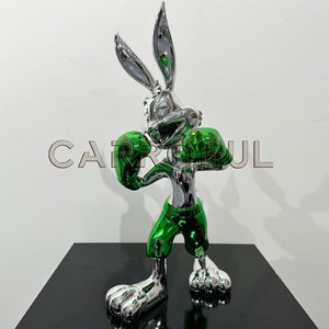Pop Art điêu khắc Chrome phim hoạt hình cô gái sợi thủy tinh lỗi <span class=keywords><strong>Bunny</strong></span> boxer tượng mạ điện boxing thỏ đồ trang trí cho hàng thủ công - Product Image 5