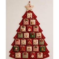 Pafu Regalos de Navidad DIY: Calendario de Adviento de Navidad de 24 bolsillos de tela colgante, decoración de pared acolchada, kits de árbol de calendario de Adviento de Navidad