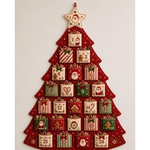 Pafu Cadeaux de Noël DIY <span class=keywords><strong>Calendrier</strong></span> de l'<span class=keywords><strong>Avent</strong></span> en Tissu à 24 Poches, Décoration Murale Matelassée, Kits d'Arbre de Noël - Product Image 4