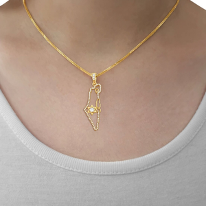 Venta al por mayor barata 18K oro diamantes Israel collar <span class=keywords><strong>mapa</strong></span> colgante con estrella de David hipoalergénico Acero inoxidable encanto collar - Product Image 6