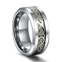 POYA – bague classique en carbure de tungstène pour homme, incrustation de Dragon celtique, noir, 6mm, 8mm, vente en gros