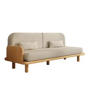 Solid <b>Wood</b> <b>Sofa</b> Three Seater Minimalist Living Room Upholstered Fabric L Shaped Combination Furniture - Product Image 5