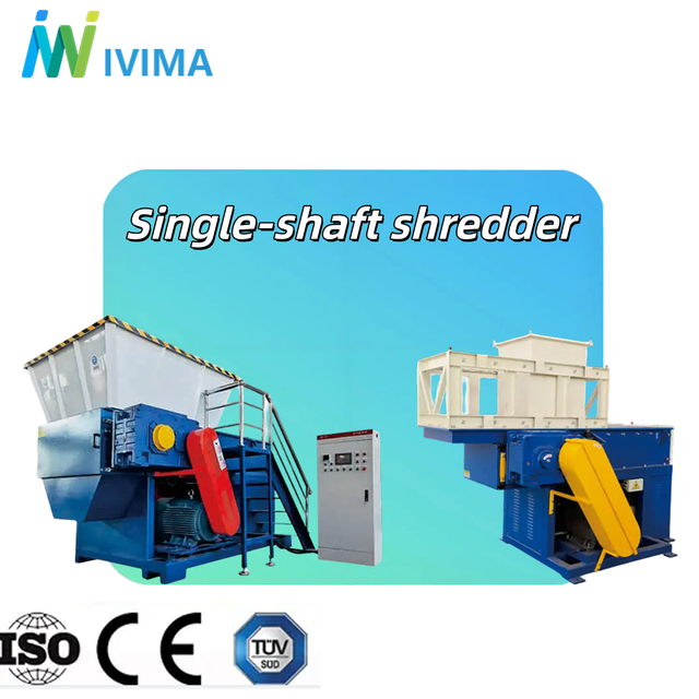 Heavy Duty Hydraulic Ram Waste Plastic Hard Lump Purging Material Single Shaft Shredder Machine for Recycling Plant