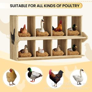 Gallinero de madera con 8 compartimentos para la cría y incubación de aves de corral, caja nido para montar en la pared o de pie. - Product Image 2