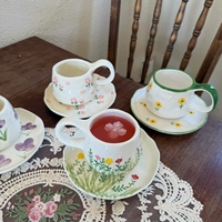 Ensemble tasse à café et soucoupe en céramique rose vintage européen tasse à latte peinte à la main et soucoupe à dessert tasses à thé et soucoupes