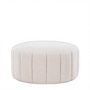 Pouf ottoman simple marron, tabouret d'appoint en tissu durable, moderne, pour entrée, hôtel, appartement, salon, chambre à coucher, luxe - Product Image 2