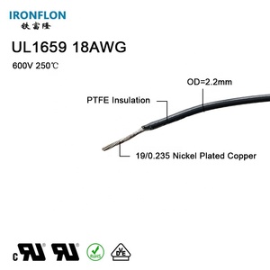 สายไฟฟ้าหุ้มฉนวน PTFE ทนความร้อนสูง UL1659 18AWG สายทองแดงชุบนิกเกิลแบบตีเกลียว ได้รับการรับรองมาตรฐาน UL - Product Image 2