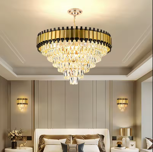 Luces colgantes Candelabro Hotel dorado Estilo nórdico moderno Led Lujo K9 Candelabros de cristal - Product Image 5