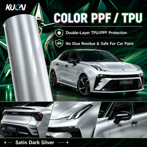 <span class=keywords><strong>Film</strong></span> de protection de carrosserie KUCAI de haute qualité, anti-rayures, auto-réparateur, TPU satiné argent foncé, garantie 5 ans, 1,52*15m - Product Image 1