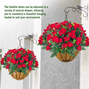 Bouquet de fleurs artificielles Impatiens 30cm-100cm, fleurs en soie rouges pour décoration intérieure, extérieure, maison et jardin - Product Image 4
