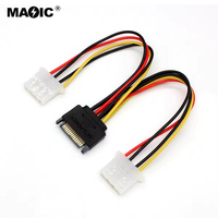 Cable adaptador de corriente SATA de 15 Pines, Cable adaptador hembra IDE HDD de 4 pines macho a Dual Molex, 20cm