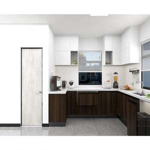 Muebles de Cocina Modulares Modernos de Lujo, Diseño Inteligente, Panel de Puerta de Madera con Chapa, Gabinete de Cocina Económico de Madera con Isla - Product Image 4