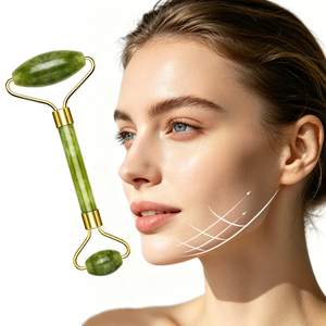Outils de massage corporel et facial en jade naturel, germanium et quartz rose, rouleaux pour les yeux en jade blanc - Product Image 1