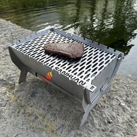 Barbecue pliable en acier inoxydable sans fumée, mini-grill portable à gaz et charbon de bois pour l'extérieur